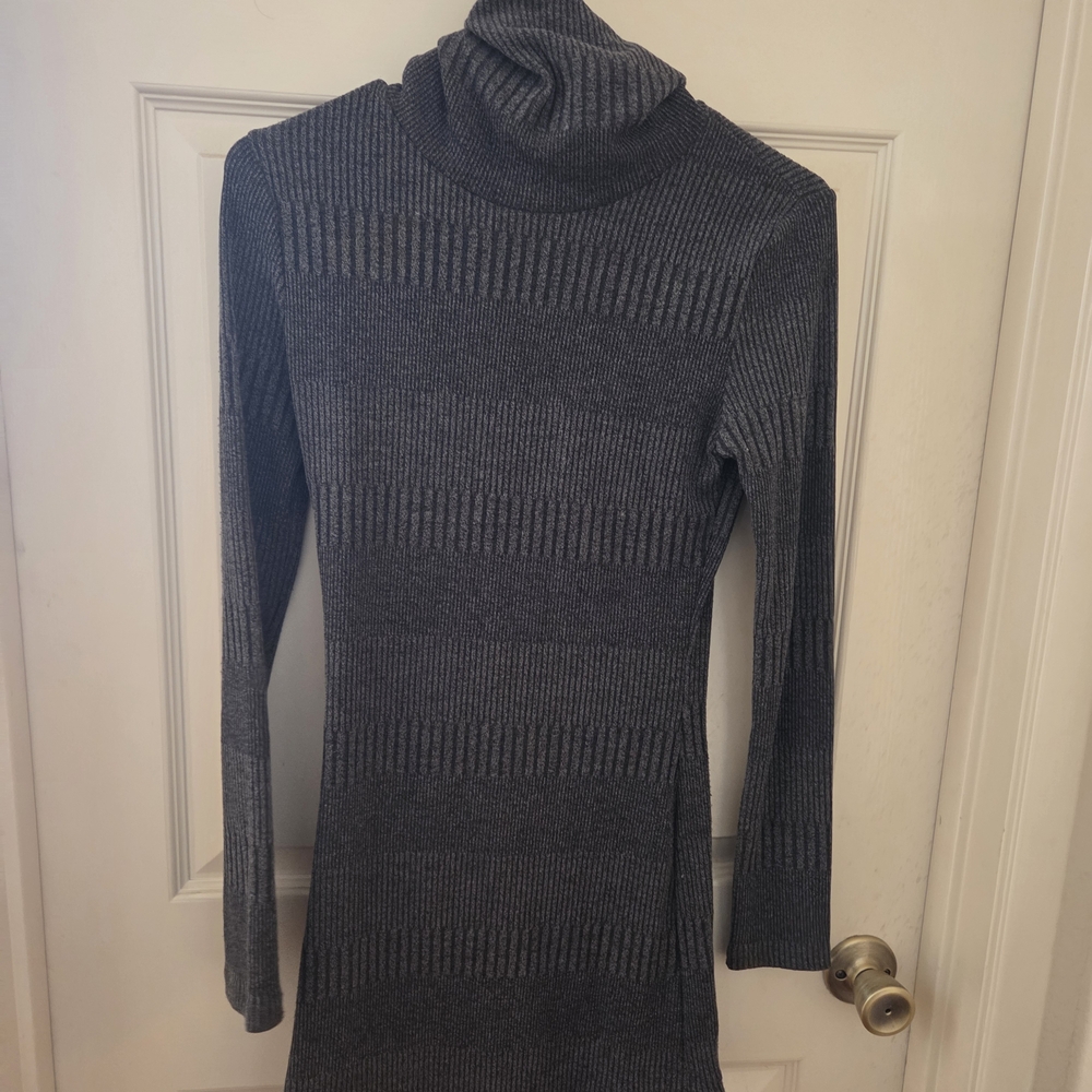 Gray Turtleneck Sweater Dress